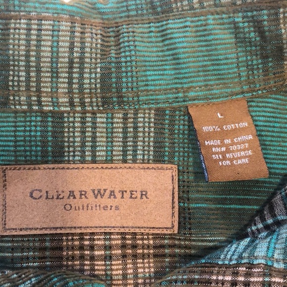 CLEAR WATER OUTFITTERS MENS LONG SLEEVE CORDUROY BUTTON DOWN PLAID SHIRT SIZE L - Picture 7 of 11